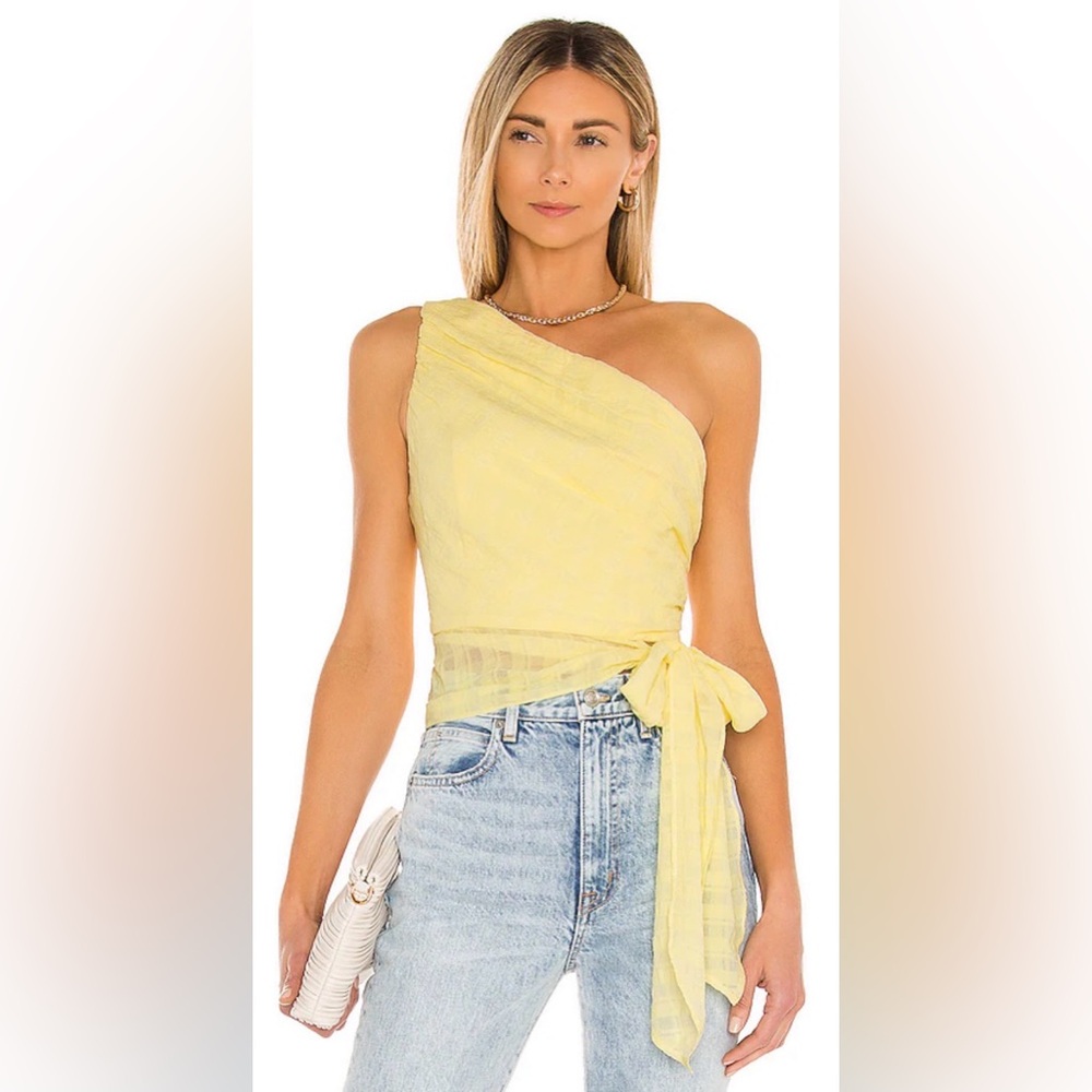 Amanda Uprichard Yellow One-Shoulder Top